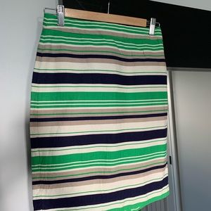 Banana Republic Green Navy Cream Striped Pencil Skirt